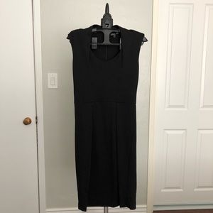 Black capped sleeve knee length dress